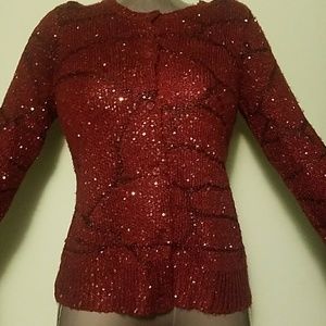 Vera Wang Sparkly Sequin Button Down Sweater